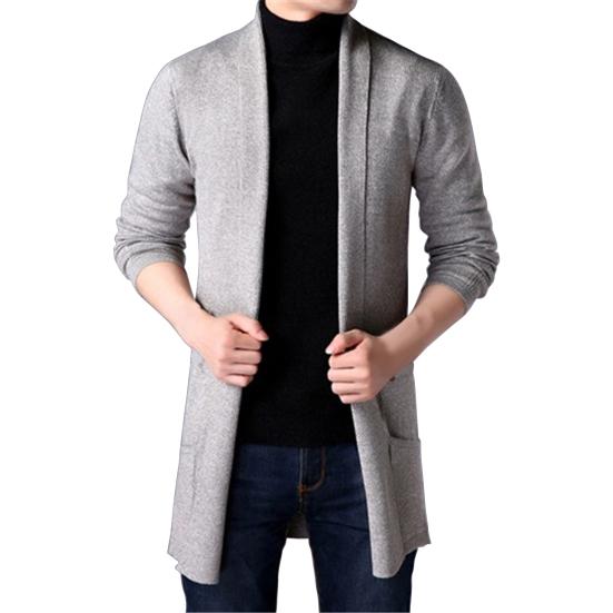 Winter Coat Solid Color Slim Casual Cardigan Warm Men Sweater Coat for Daily Wear