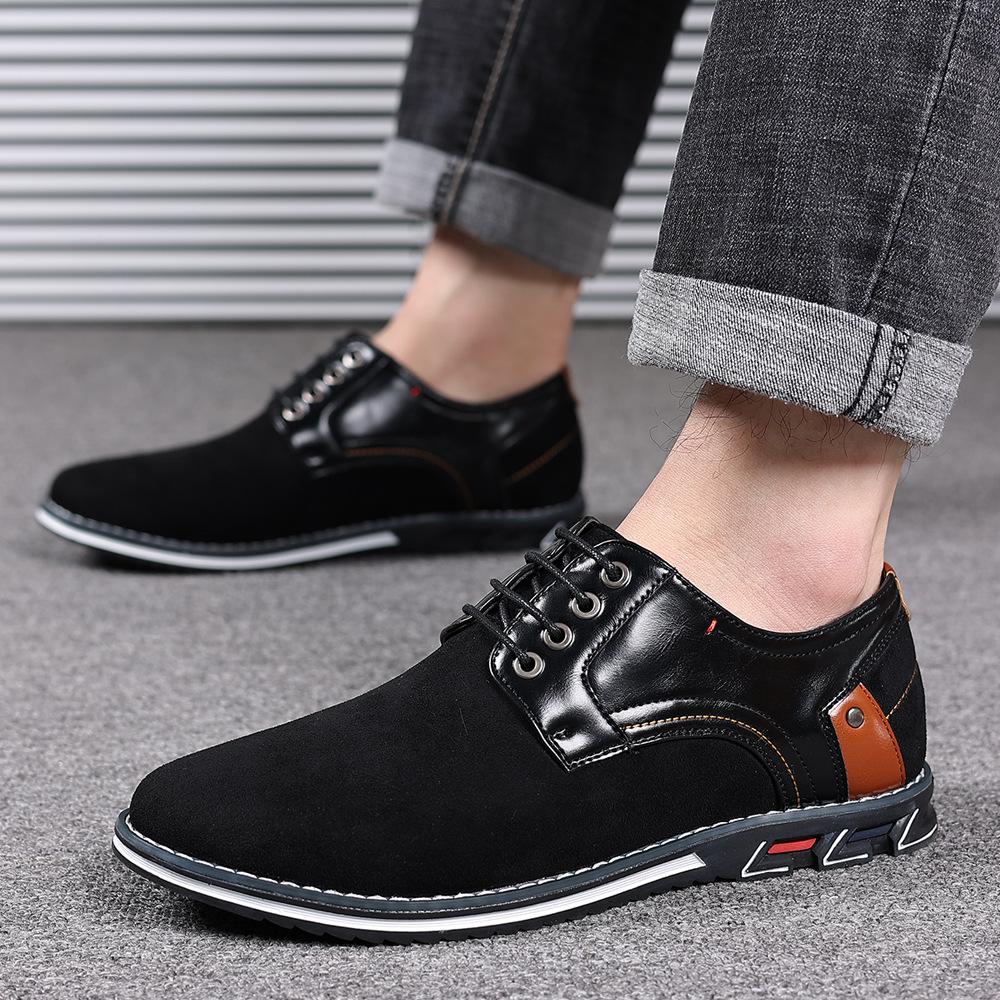 Autumn new men's shoes retro fashion casual leather shoes men's round head lace-up non-slip versatile comfortable men's shoes men's leather shoes