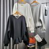 C S In The Room Long Sleeve meSh Layered Frill aSymmeTriCal Hem T ShirT 3 ColorS