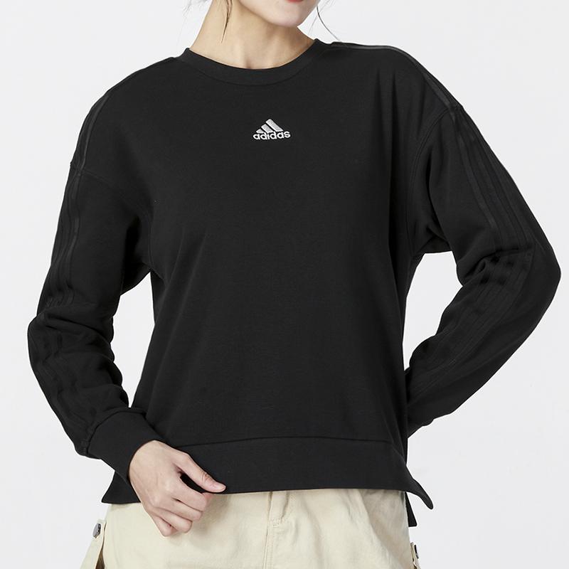 Adidas Mh 3S Sweatshirt Casual Solid Crew Neck Pullover Women Tops Black HM7064