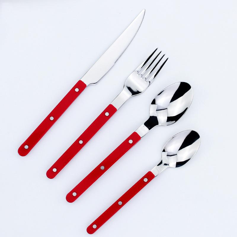 304 Stainless Steel Tableware 4 Pcs Set, Household Knife Fork Dessert Spoon, Restaurant Cutlery Sets with Stylish Designs