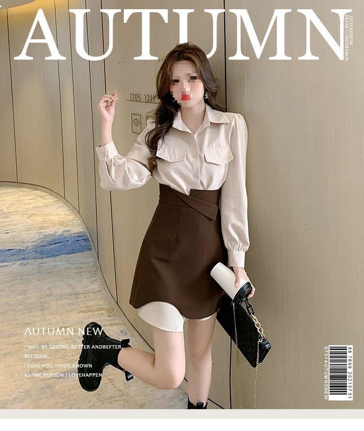 2025 Retro Academy Style Professional Two-Piece: Mid-Length Shirt & Half-Body Skirt for Spring/Summer