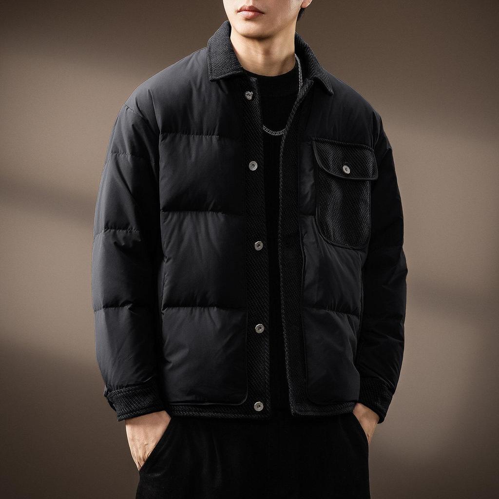 Men's High-End Lightweight American Fashion Winter Down Jacket - Trendy, Warm Lapel Design for Cold Protection