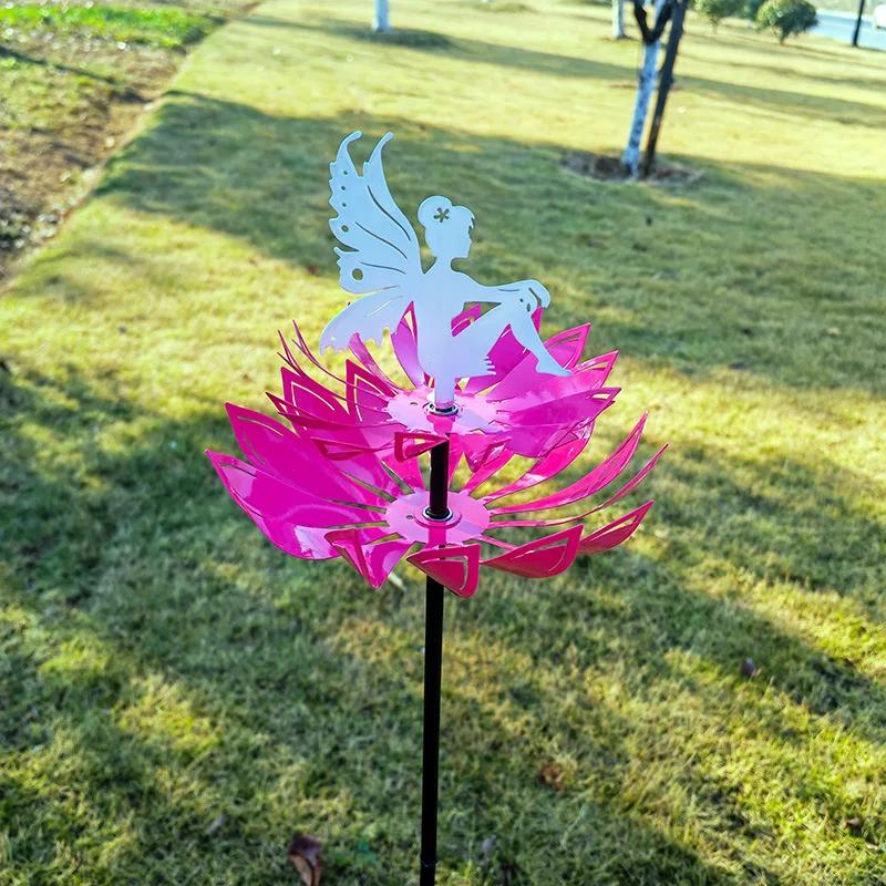 Metal Courtyard Iron Art Rotating Windmill Outdoor Garden Decoration Windmill Garden Ornaments Fairy Garden