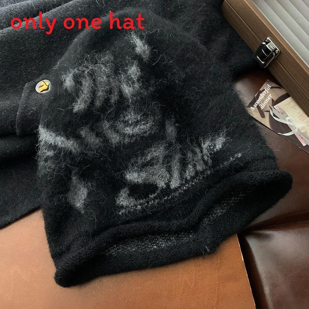 Wool Blend Knit Hat With Letter Print For Winter Warmth And Casual Style