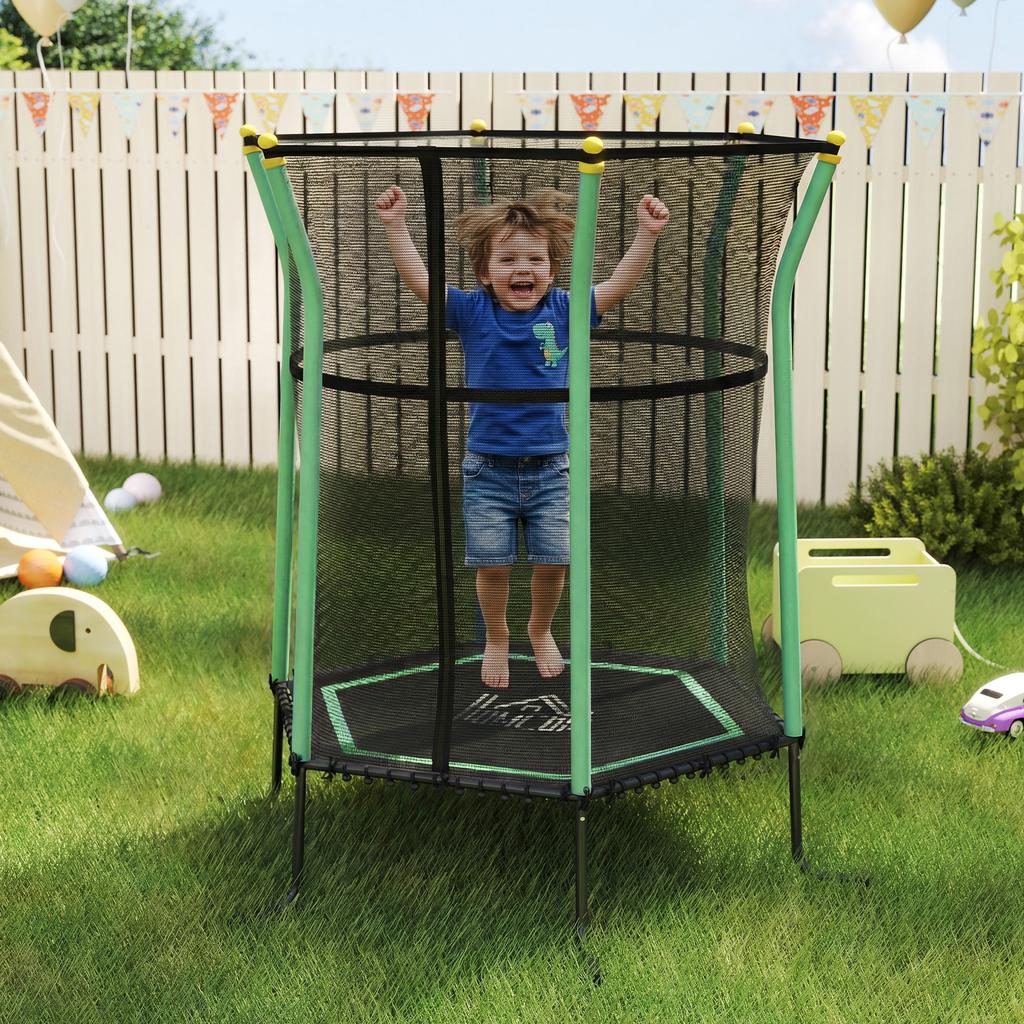 Trampoline for Children, Diameter 163.5 Cm, with Safety Net, Padded, Steel, Load Capacity Up To 50 Kg