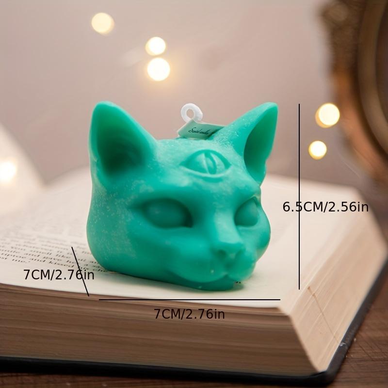 1 Set Halloween Three-Eyed Cat Head Aromatherapy Candles - Ideal for Cross-Border Festivals, Handmade Gift with INS Style, Perfect for Home Decoration