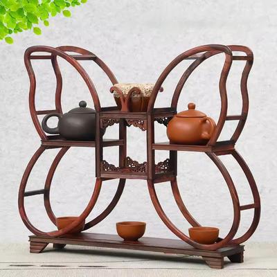 Étagère en bois de santal rouge antique, Étagère pour pots en argile, Étagère pour service à thé, Étagère de rangement, Étagère d'exposition de style chinois, Pavillon Duobao