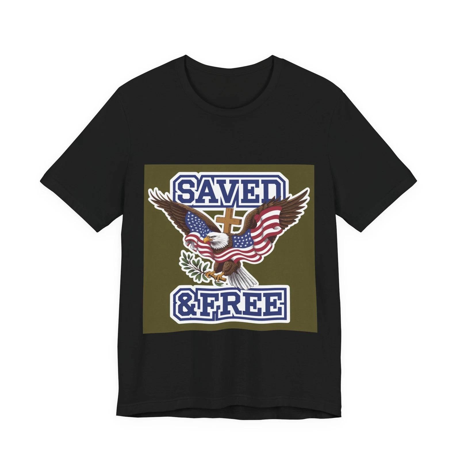 Saved & Free Jesus America Unisex T-Shirt Patriotic Eagle 3XL