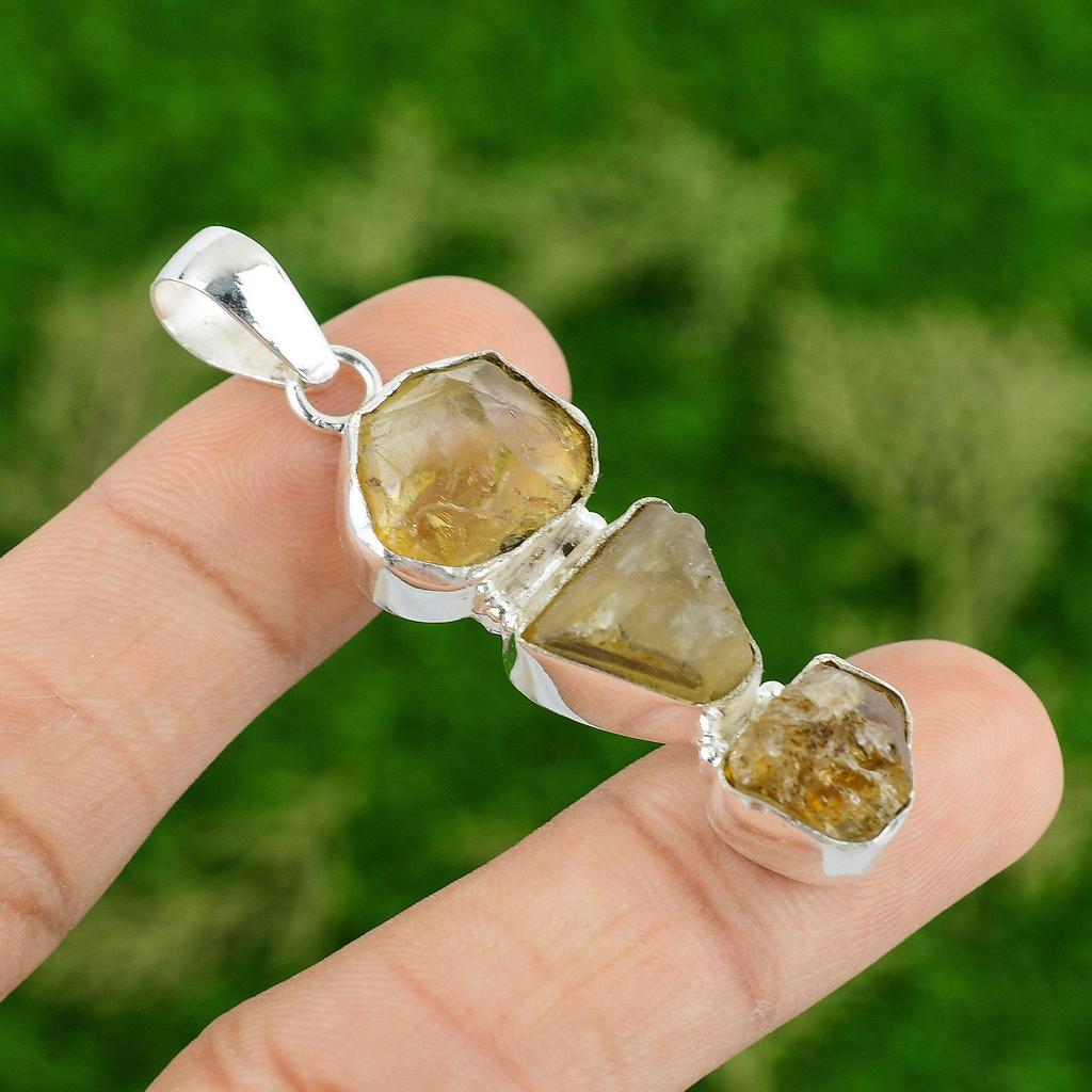 Daughters Day Deal 925 Sterling Silver Natural Citrine Trendy Boho Wife Pendant