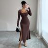Grenzüberschreitende europäische und amerikanische elegante und sexy Spitzen-Hüftkleid Kleid Damenbekleidung Herbst und Winter unabhängige Station