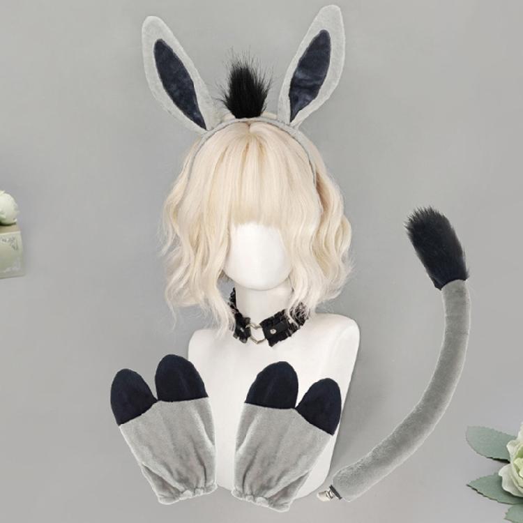 Składany Zestaw Kostiumu Osła Podróżnego Komplet Uszy Ogon Kopyta na Wydarzenie Cosplay Urodziny