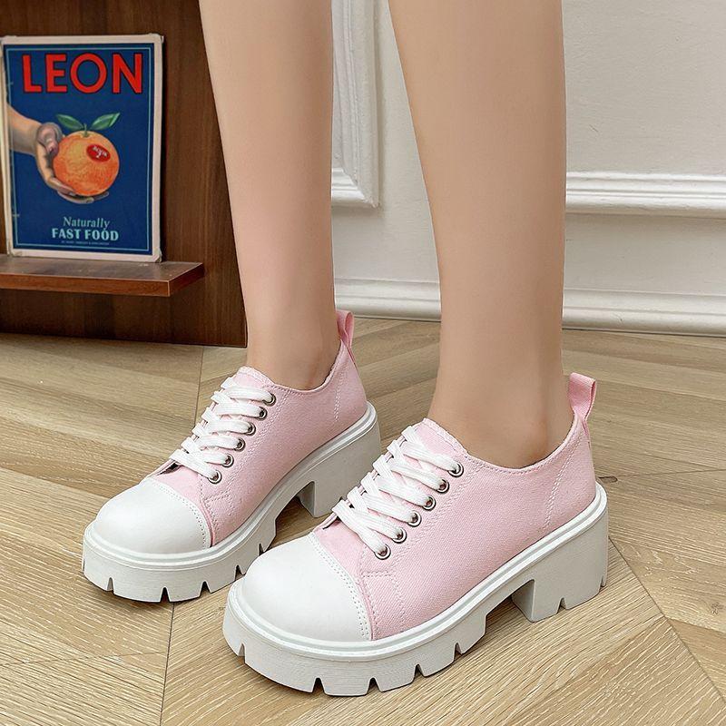 Internet Celebrity College Style Casual Shoes 2025 Spring and Summer New Thick-soled Muffin Small Breathable Explosive Canvas Shoes Women