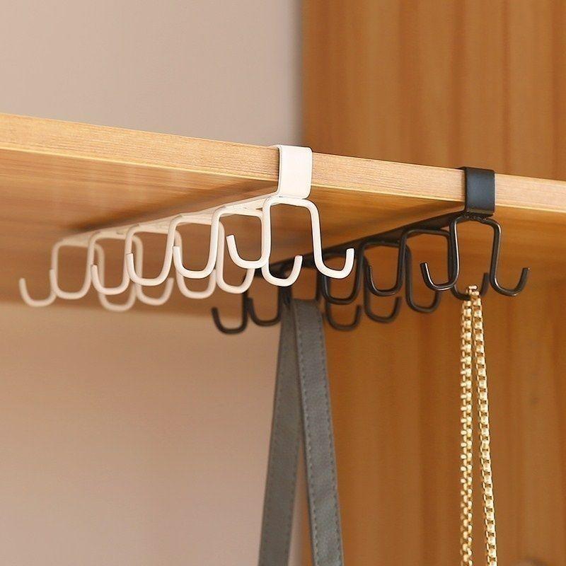 1pc Home Simple Kitchen Double Row Hook, Hanging Traceless Iron Cup Hook, Hanging Rack for Kitchen Bathroom Bedroom