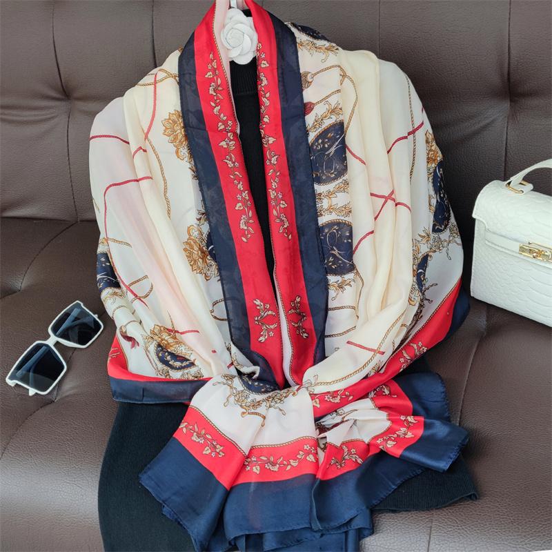 180*90cm Brand Designer Silk Scarf Female Foulard Bandana Long Shawls Wraps Winter Neck Scarves Pashmina Lady Hijab Luxury New