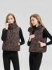 Gilet Donna Spesso in Cotone con Collo Alto e Stampa Leopardo per Autunno/Inverno