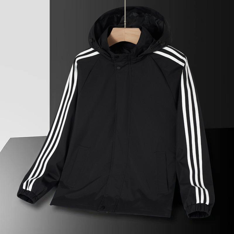 Men's Trendy Three-Stripe Hooded Jacket - Casual Spring/Autumn Wear