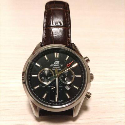 Used EDIFICE CASIO Watch Leather Strap Black