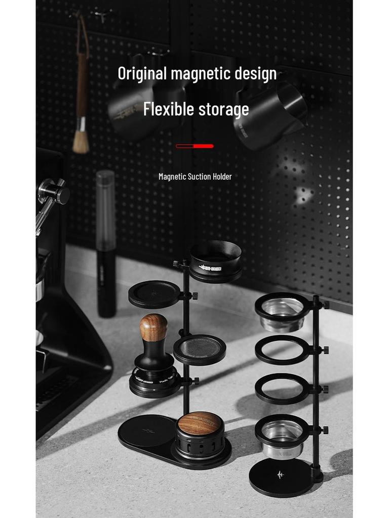 MHW Magnetic Bar Storage Rack with Pink Bowl, Coffee Machine Utensil Shelf, Tamping Cloth & Distributor