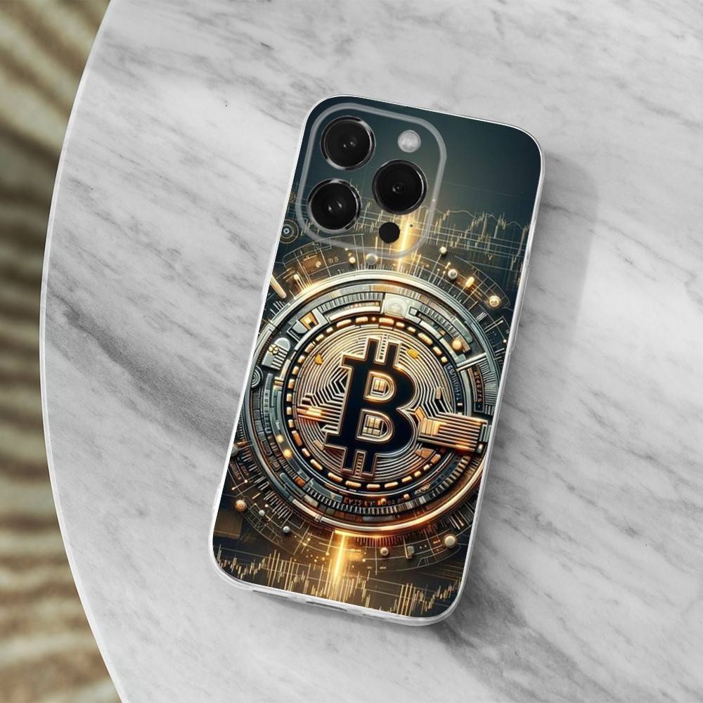 Digital Art Bitcoin Phone Case For iPhone,14,13,XR,SE,12,15,Pro,Max,Plus,11,17,16,X,XS,Mini Transparent Soft Cover