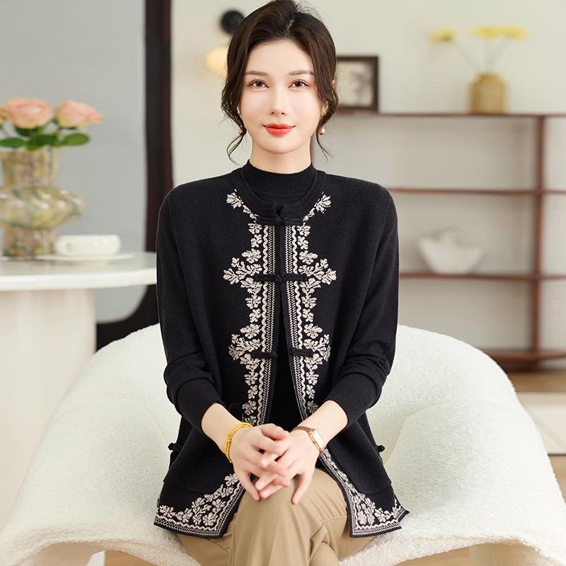 

Mom s Fashionable Red Two-Piece Knit Vest Set for Spring and Autumn XL (105-120 lbs) чорний/сірий колір