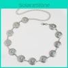 Westlicher Stil Türkis Silber Metall Taillenkette Mit Geschnitzten Details Für Frauen