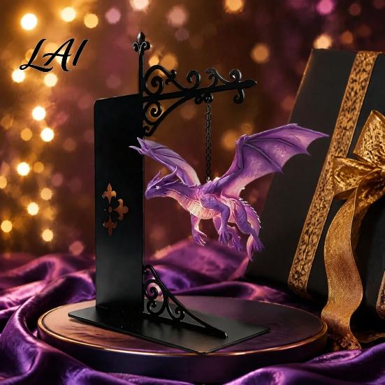 Fantasy-Literatur Fan Geschenk Drachen Bücherregal Lampe Retro Fliegendes Licht Mittelalterlicher Stil Tischdekoration Kreatives Buchstützenlicht für Bibliothek Lesen
