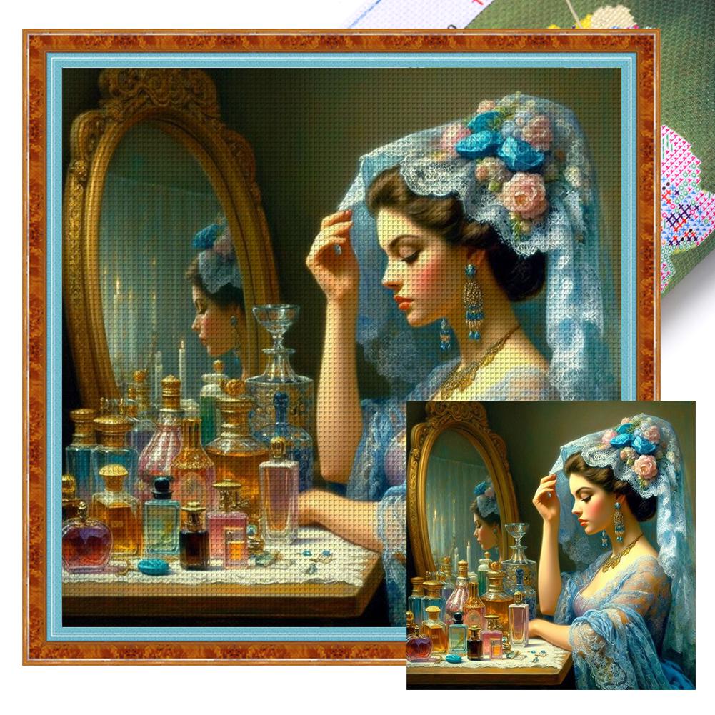 Πλήρες κέντημα Οικολογικό βαμβακερό νήμα 11CT Printed Girl Cross Stitch Kit Art