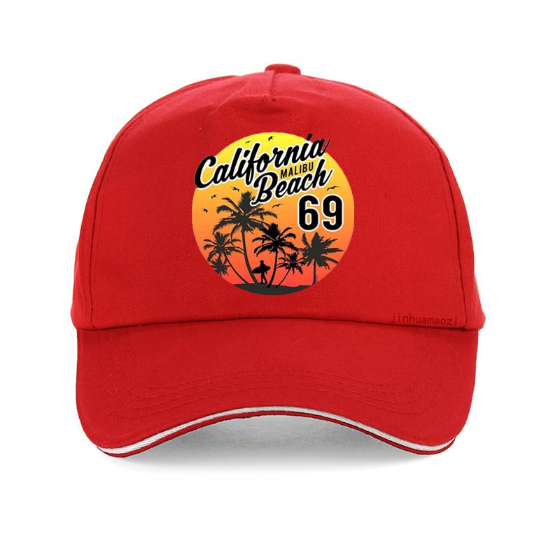 Vintage California Malibu Beach Sun Hat Fashion Beach Cartoon Print Baseball Cap Men Women Summer Snapback Hats