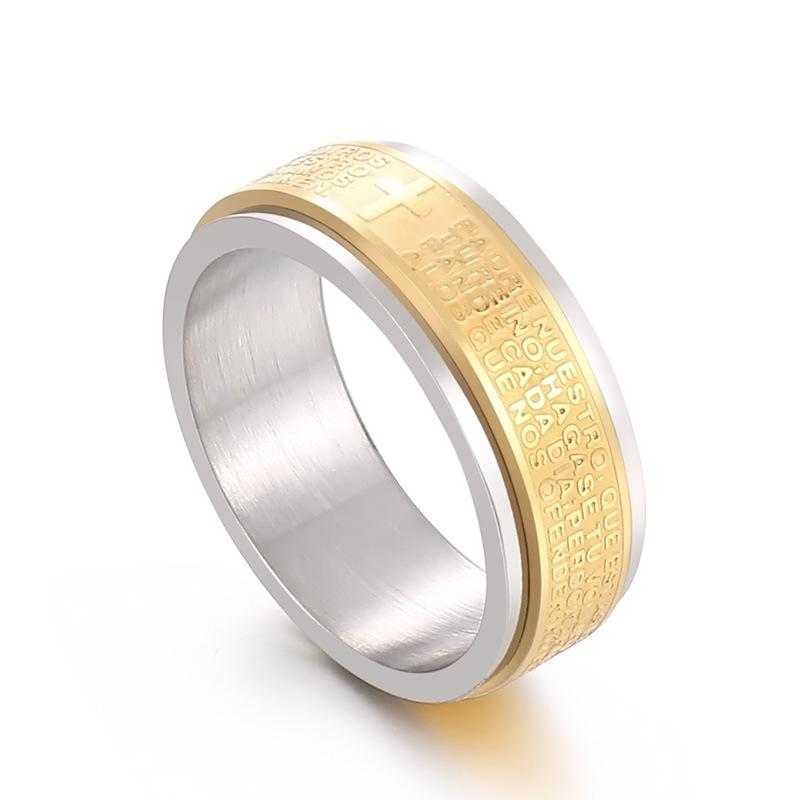 Retro Fashion Arc Ring: Men's Rotating Decompression Titanium Steel Ring