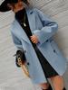 Women's Autumn Wool Overcoat with Turn-Down Collar and Drop Shoulder Design