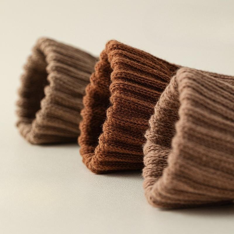 Men's Autumn and Winter Fleece and Thickened Mid-calf Socks, Color-blocked High-elastic High-calf Looped Long Socks, Trendy and Versatile Socks