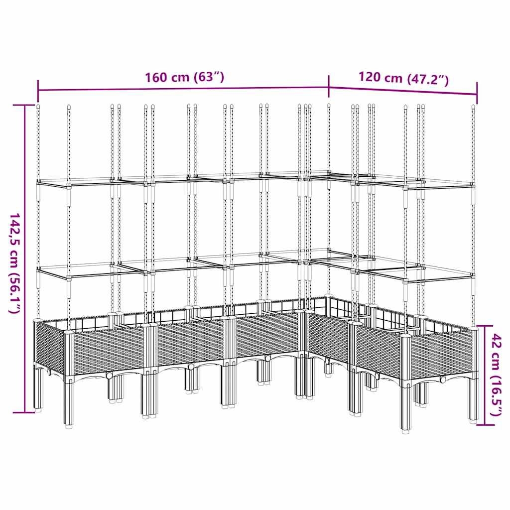 Plant Pot with Trellis Brown 160 x 120 x 142.5 cm PP