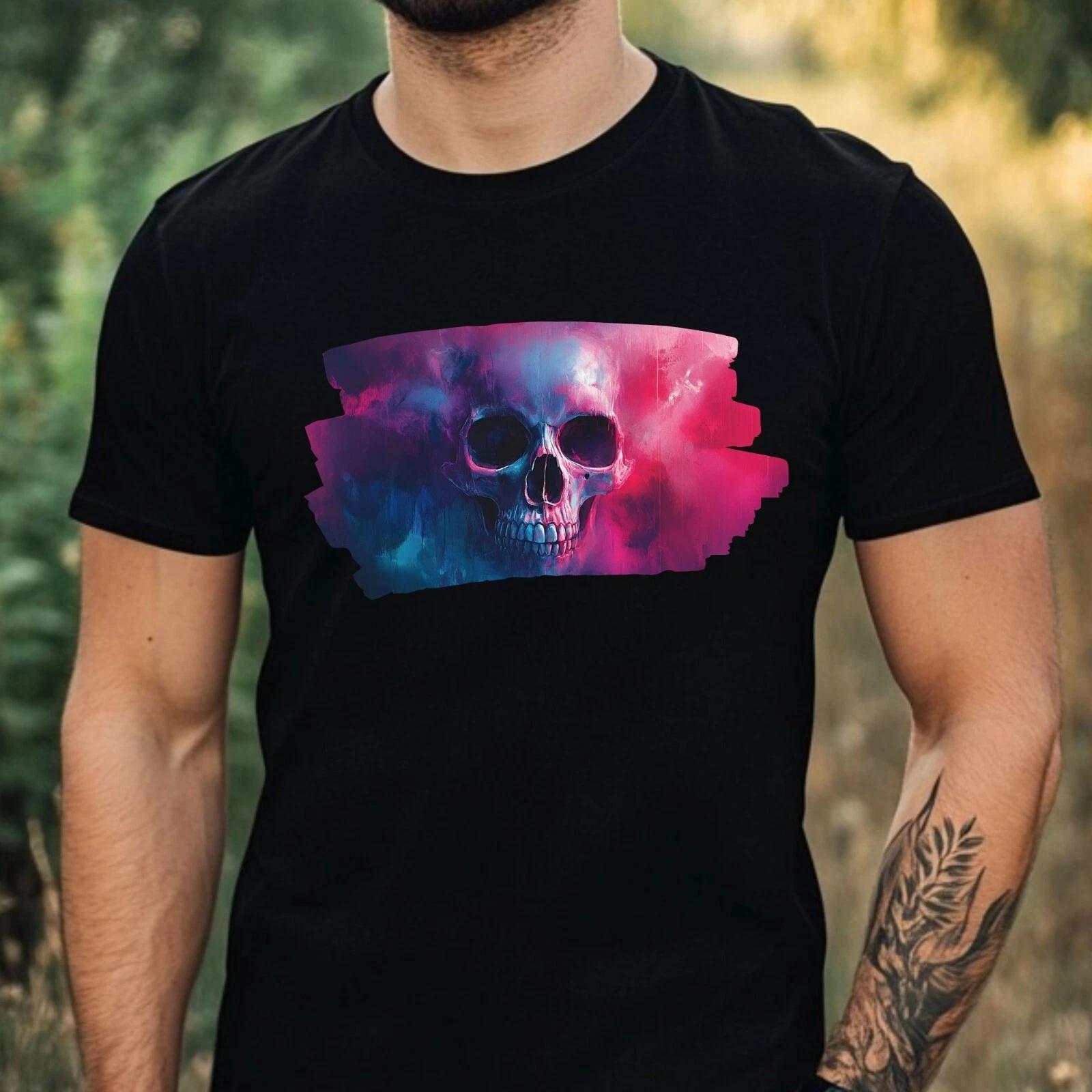 T-Shirt Herren Schädel Portrait Motiv Baumwolle Größe XS bis 5XL M