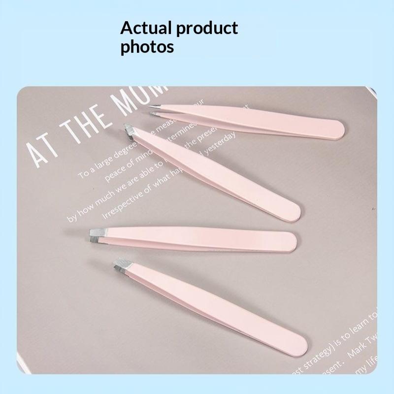 4 Pcs Stainless Steel Eyebrow Tweezers Combo High Quality Painless Plucking Kit for Beauty Lovers Daily Makeup Grooming