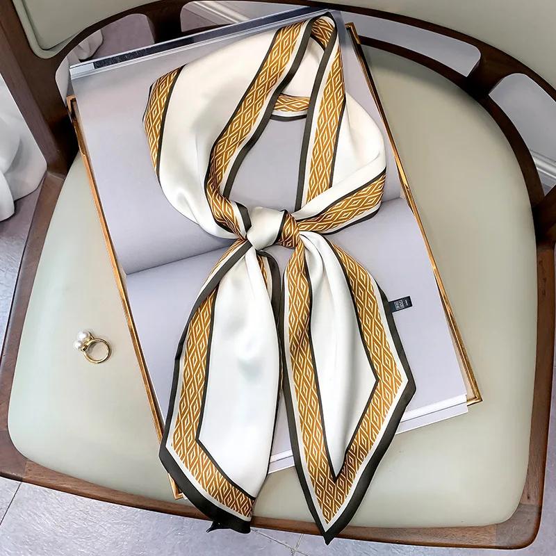 Long Silk Scarf Bag Tie Lady Neck Skinny Scarves Hairband Foulard Horse Print Brand Lady Neckerchief Ribbon  Spring New