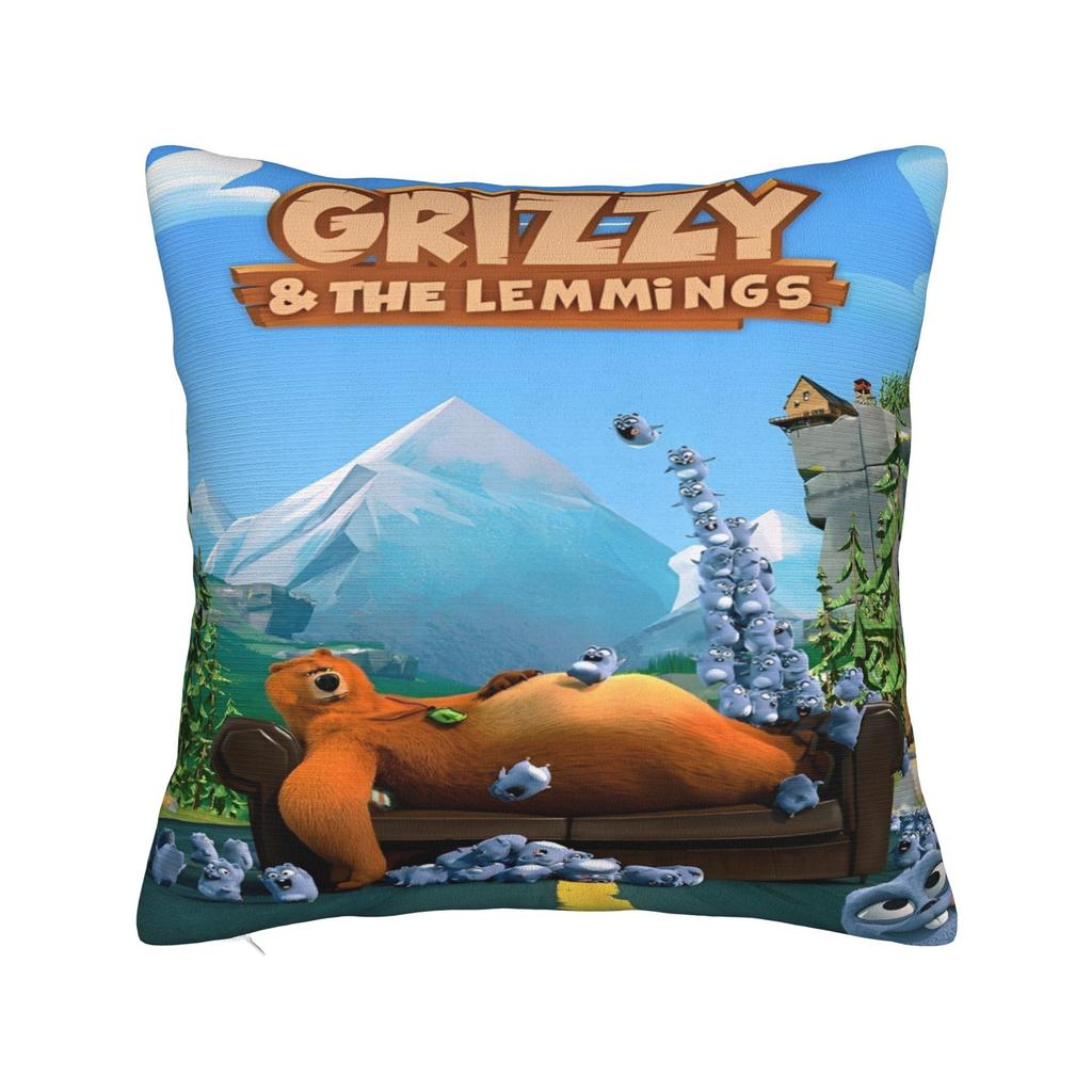 Federa Cuscino Stampata Grizzy e i Lemming Copricuscino Coperta Cuscino Caldo Arredamento Casa Quadrata Varie Misure