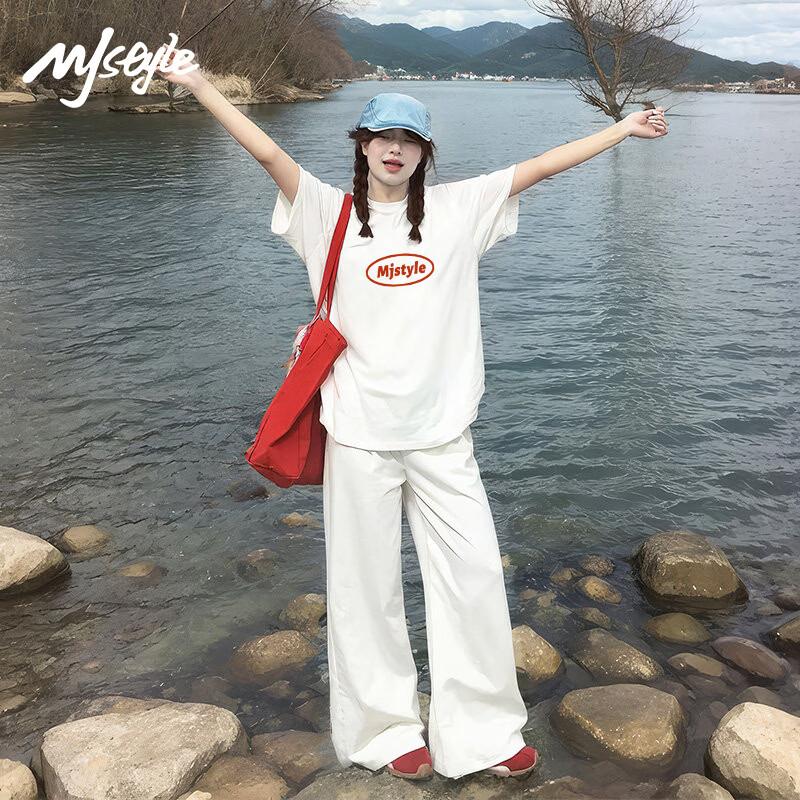 MJ STYLE Women's Cotton Letter Print T-Shirt