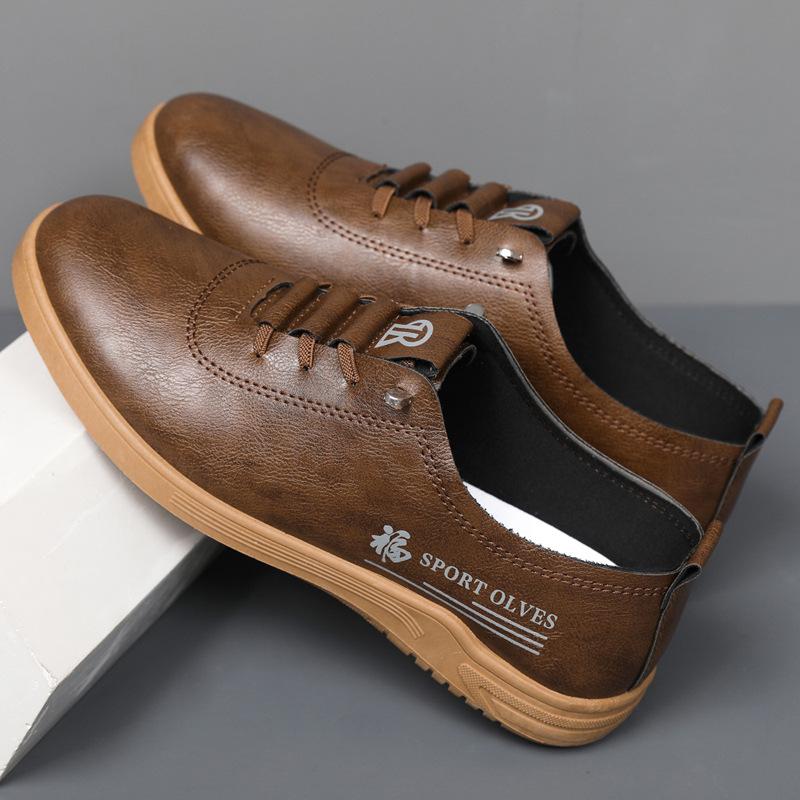 

Men s Shoes Leather Shoes Men s Casual Leather Shoes Foreign Trade Breathable Shoes Men s Soft Sole Soft Surface Sports Shoes Casual Men s Shoes 39 коричневий