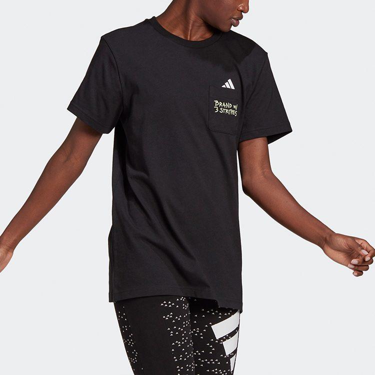 Adidas T Shirts Women's Black Crew Neck Moderate Straight Fit GJ6533