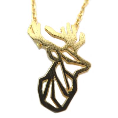 [P5817] - Handmade 'Origami' Necklace (deer) Gold - 15x10 Mm