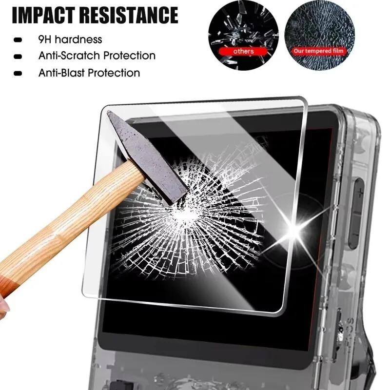 Custodia+Vetro 4 IN 1 per Console di Gioco R36S Borsa da Viaggio per Trasporto e Conservazione e Pellicole Protettive in Vetro Temperato per Accessori R36S