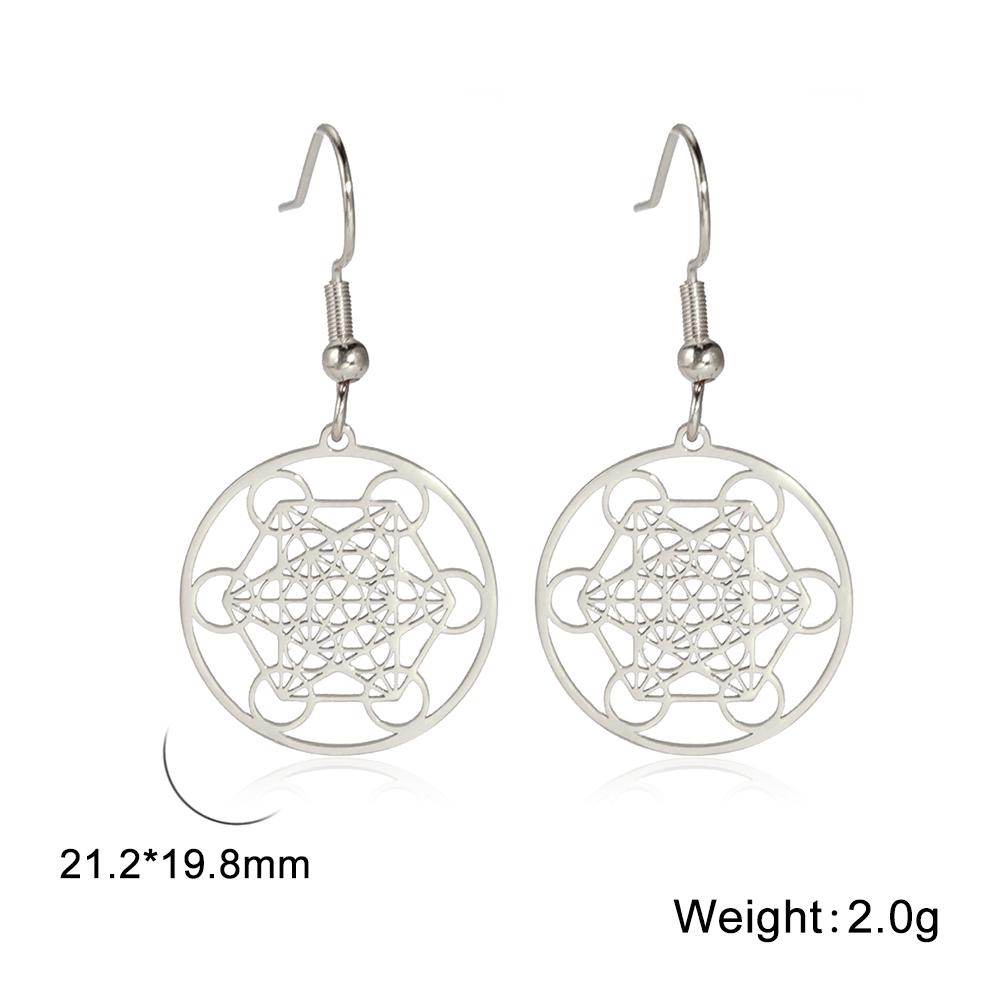 Dawapara Archangels Metatron Earrings Sacred Geometry Pendant Protection Amulet Stainless Steel Religious Jewelry