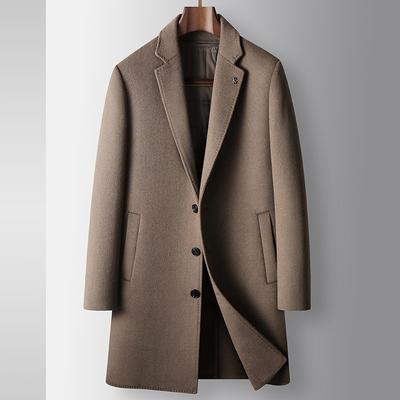 Men's Woolen Coat Autumn and Winter Medium and Long Youth Business Take-off White Goose Down Liner Double-sided Woolen Warm Coat Tide