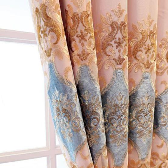 2PCS Cortinas bordadas de camada dupla de alta qualidade para quarto, cortinas blackout do chão ao teto, cortinas elegantes perfuradas para sala de estar