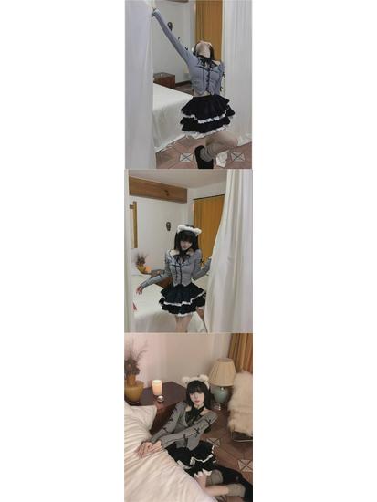 French Chic Lace Bowknot Halterneck Long-Sleeve Top for Women