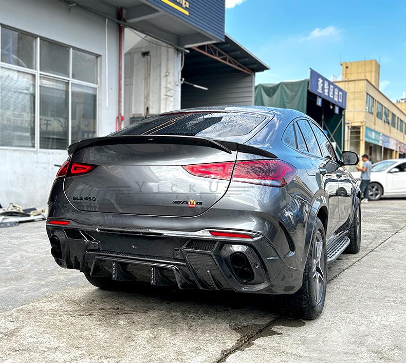 Mercedes GLE Coupe LD Style Carbon Fiber Rear Diffuser with Lights, Four-Outlet Exhaust Tips (2020-2025)