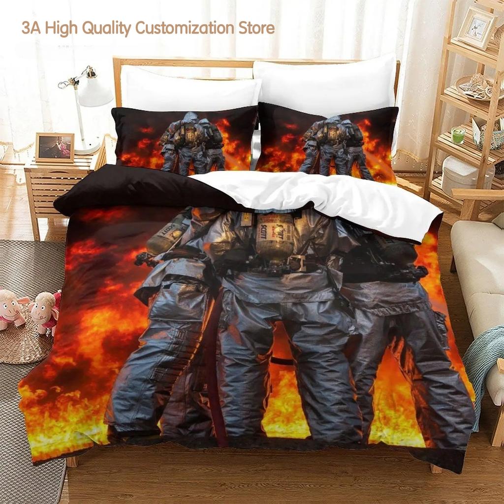 New Firefighter Rescue Bedding Set Single Twin Full Queen King Size Bed Set Aldult Boys Bedroom Duvetcover Set 3D Bed Sheet Set
