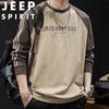 JEEP SPIRIT Men's Striped Round Neck Long Sleeve T-Shirt
