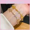 Flower Zircon Pendant Bracelet For Women With Elegant Floral Design And Gold Finish